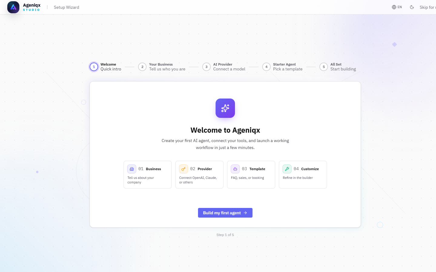 Onboarding Step 1 — Welcome to Ageniqx